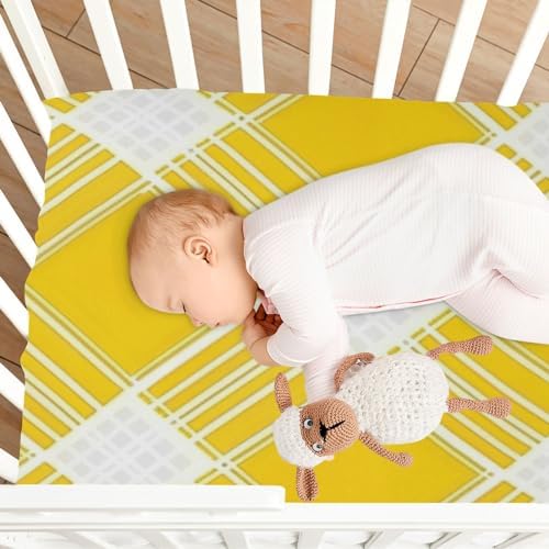 Wassud Yellow Gingham Crib Sheets for Boys Girls