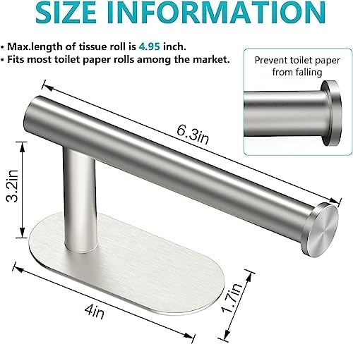 Stainless Steel Toilet Roll Holder - Self Adhesive Rust Resistant Easy Install