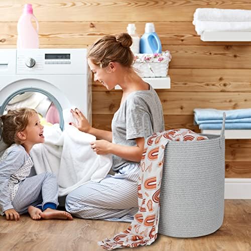 Cotton Rope Laundry Hamper Basket for Baby Nursery