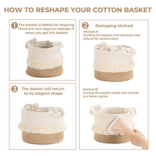 CherryNow Small Woven Storage Basket with Tassels 1