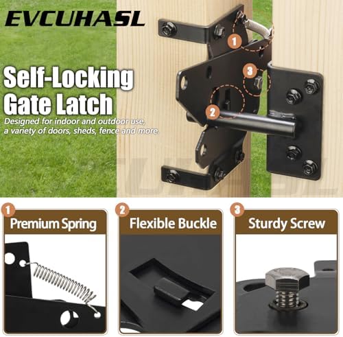 Heavy Duty Black Self Locking Gate Latch