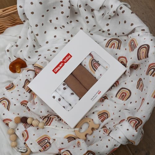 GLLQUEN BABY 6 Pack Swaddle Blankets Rainbow Design