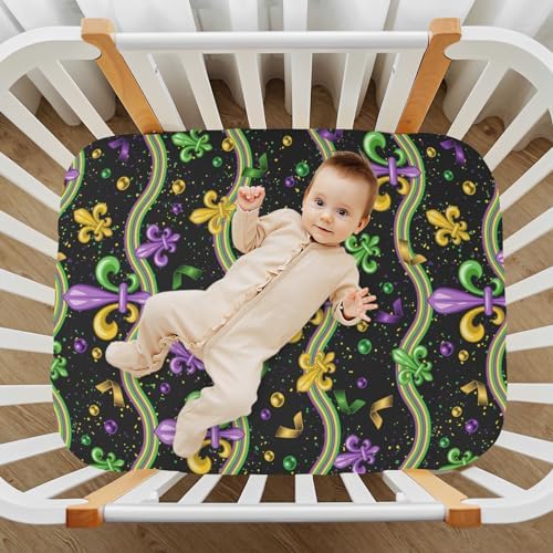 Fitted Crib Sheets Mardi Gras Stripes Playard Sheets for Baby Toddler