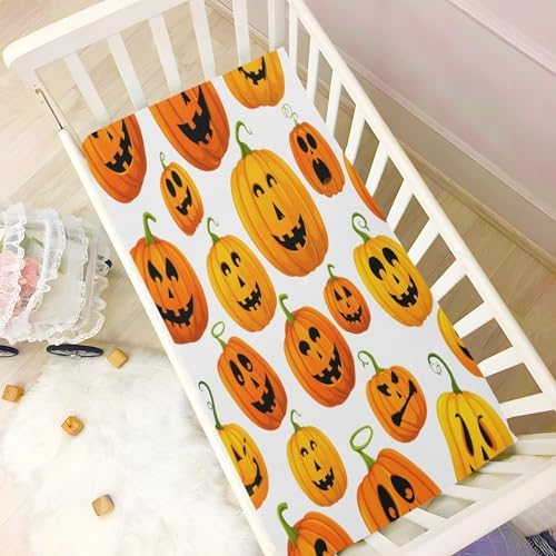 FUGIDOG Halloween Pumpkin Crib Sheets for Boys Girls 1