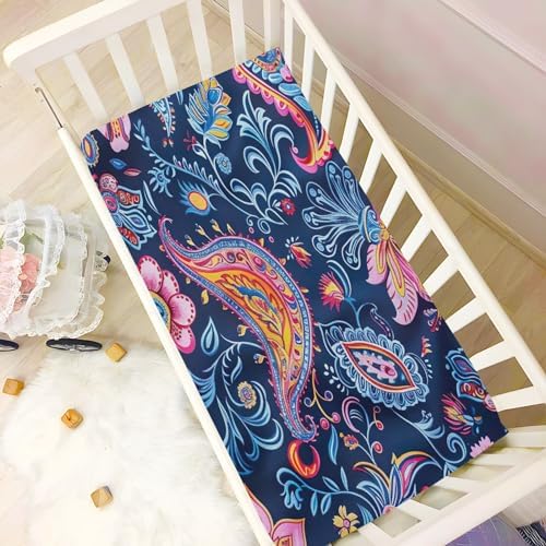 Wassud Blue Floral Crib Sheets Set for Boys Girls