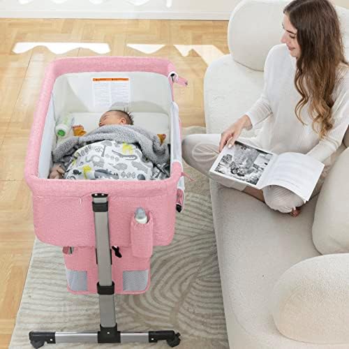 Ihoming Baby Bassinet Bedside Sleeper with Storage Pink