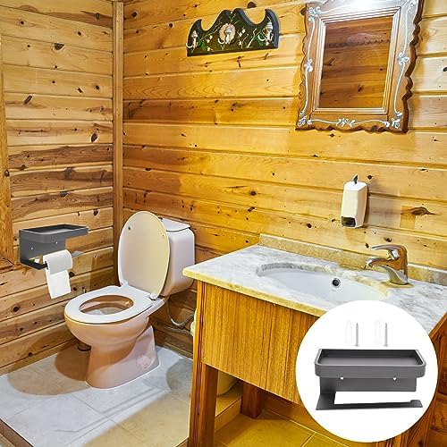 Wall Mounted Toilet Paper Holder with Shelf Storage 1