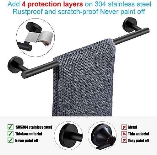 TocTen 6-Piece Matte Black Bathroom Hardware Set