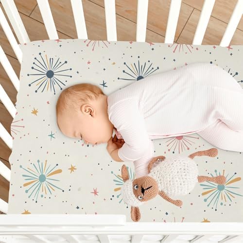 Wassud Fireworks Crib Sheets Pack and Play Fitted 27x39 Inch