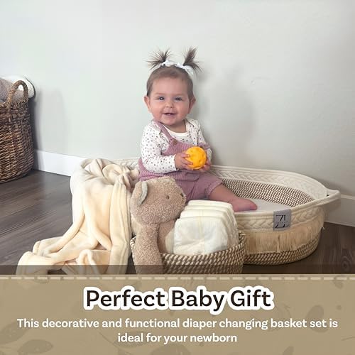 ZEALN LIFE Baby Changing Basket Bundle Beige