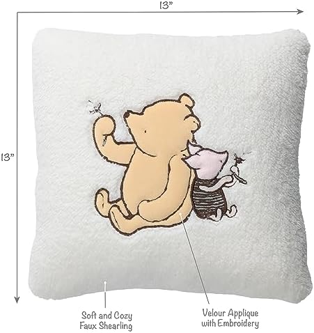 Lambs Ivy Storytime Pooh Soft Faux Shearling Pillow - Cream