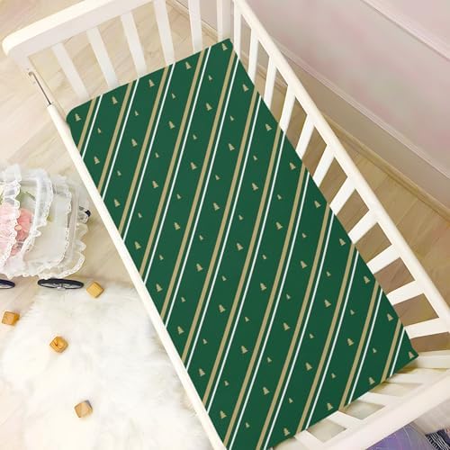 KICPOAY Christmas Striped Crib Sheets for Baby Toddler