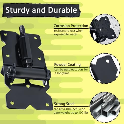 Real Fancy Self Closing Gate Hinges 2 Pack Black 90 Degree Adjustable