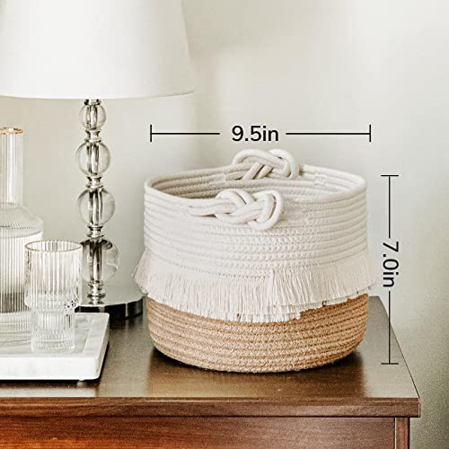 CherryNow Small Woven Storage Basket with Tassels 1