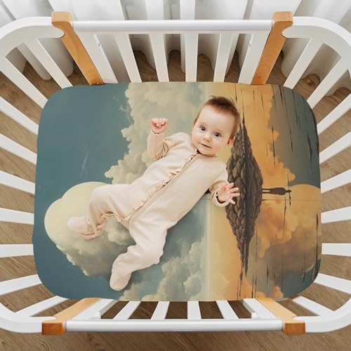 Wassud Crib Sheets for Boys Girls 27x39 Breathable Pack and Play Sheets
