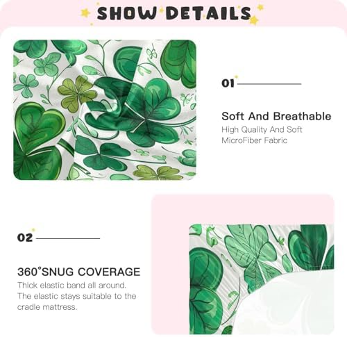 Wassud Four-Leaf Clover Crib Sheets Set