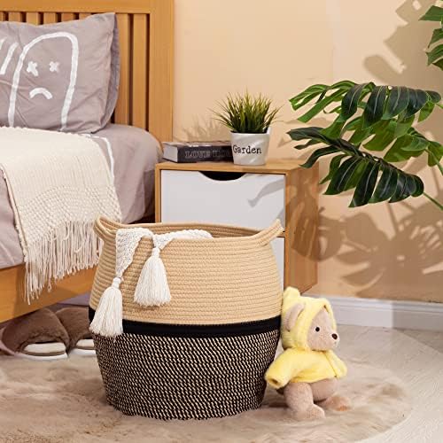 KAKAMAY Cotton Woven Storage Basket 17x17x17 Black