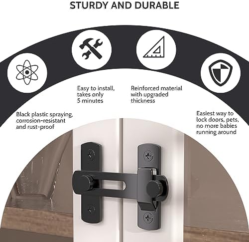 Gate Latch Lock - Carbon Steel Black 360 Degree Rotation