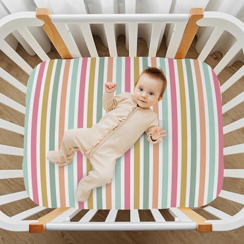 KICPOAY Multicoloured Crib Sheets Stretchy Playard Sheets for Baby Toddler