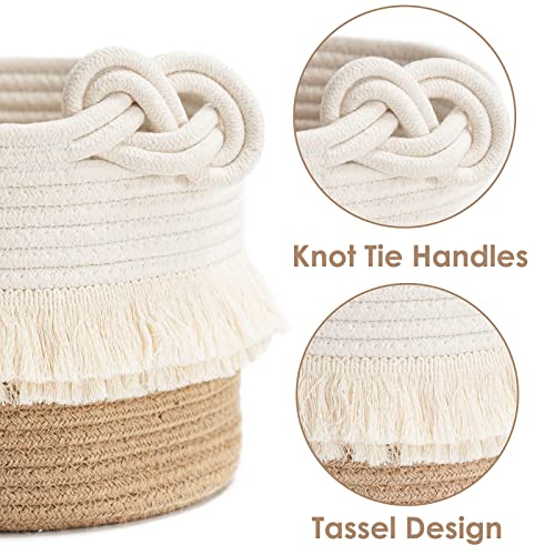 CherryNow Small Woven Storage Basket with Tassels 1