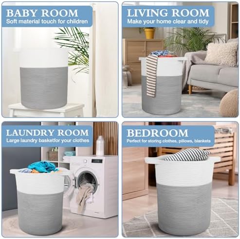 SCEDREAM 60L Woven Laundry Basket Tall Storage Hamper