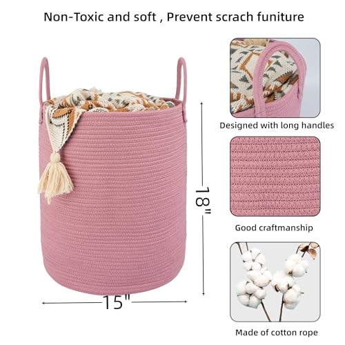Cotton Rope Laundry Hamper with Handles - Grape Purple