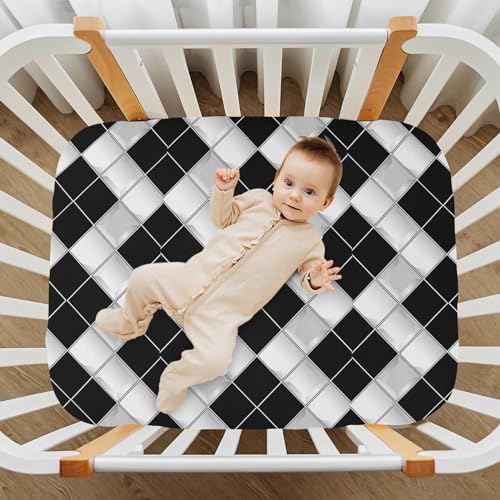 Wassud Gingham Crib Sheets Set for Boys Girls