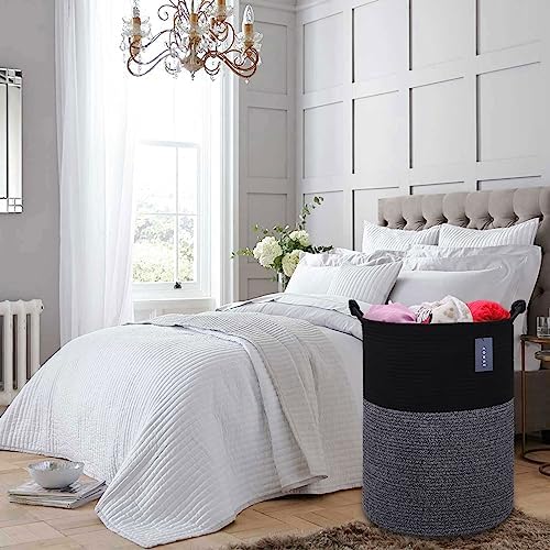 COMSE Extra Large Cotton Rope Storage Basket 157x217 Black
