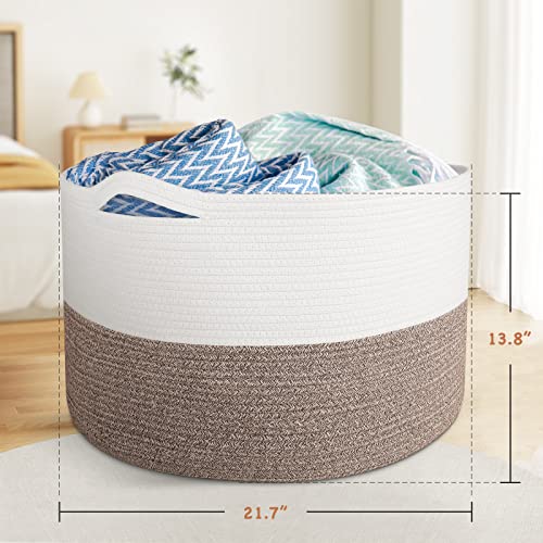 WISELIFE Large Cotton Rope Storage Basket with Handle