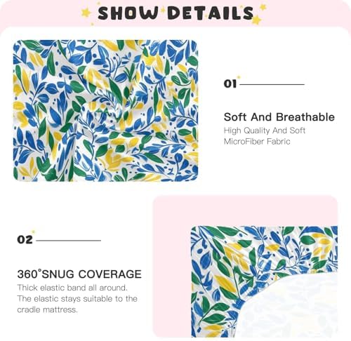 Wassud Doodle Flowers Crib Sheets 27x39 Inch Pack and Play 1