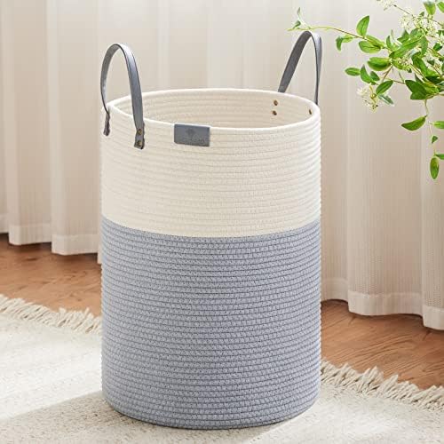 VIPOSCO Tall Laundry Basket with Leather Handle