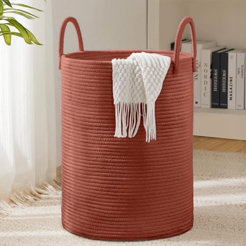 YOUDENOVA 58L Woven Tall Laundry Basket for Blanket Storage