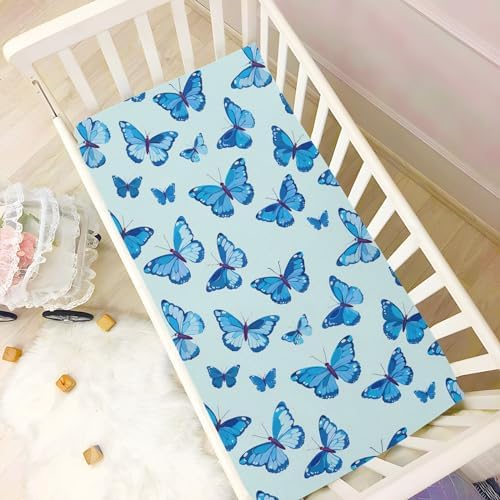 Wassud Blue Butterflies Crib Sheets for Boys and Girls