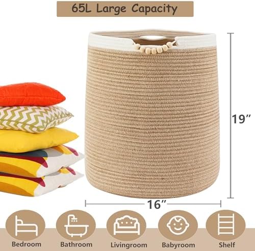 65L Jute Laundry Hamper with Handles 1