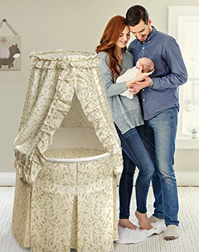 Badger Basket Empress Canopy Bassinet - 2-in-1 Rocking Cradle with Storage