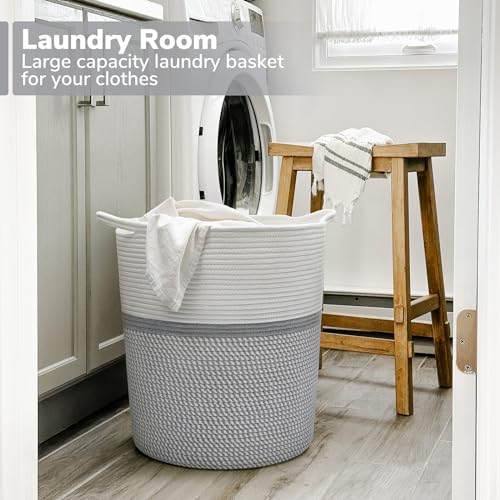 INDRESSME Grey Laundry Basket 17x15x13 Inches 1