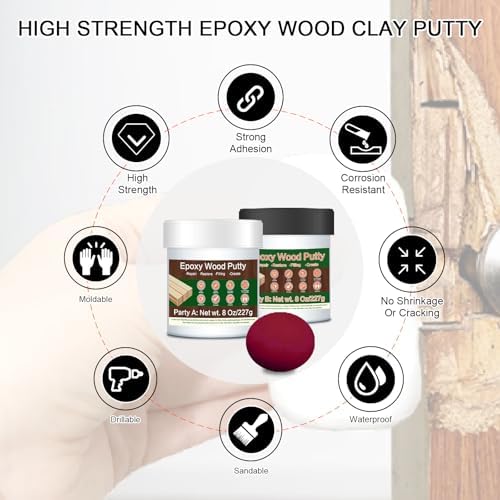 A-HEYIDA Epoxy Wood Filler - 16 oz Dark Red Putty