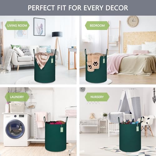 BOSROTY 65L Woven Laundry Hamper Basket Dark Green