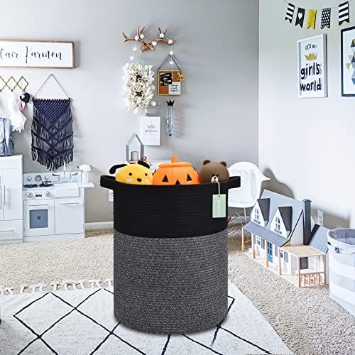 BOSROTY Large Laundry Hamper for Kids 72L Black Gray