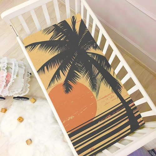 KICPOAY Crib Sheets with Coconut Tree Stripes