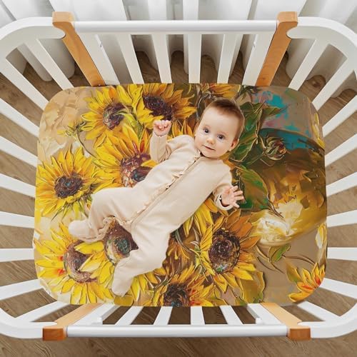 Wassud Sunflower Crib Sheets for Boys Girls