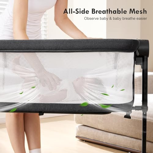 Taylengrow Baby Bassinet Bedside Sleeper - All-Mesh Portable 5 Heights