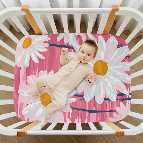 Wassud Cute White Daisies Crib Sheets Pack