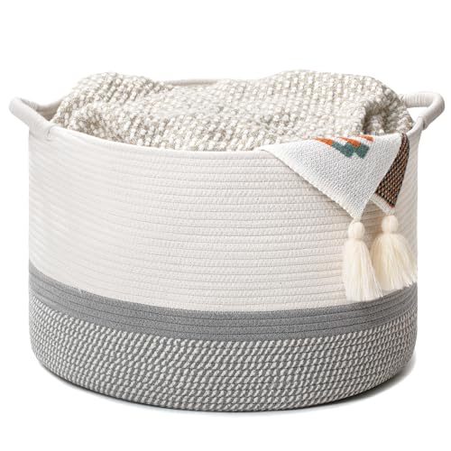 Large Woven Cotton Rope Storage Basket with Handles