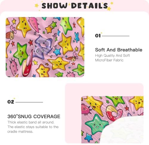 Wassud Stars Cute Cartoon Crib Sheets for Boys Girls