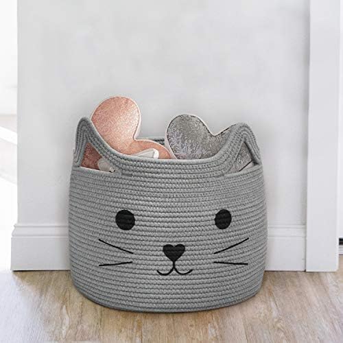 HiChen Large Woven Cotton Rope Storage Basket for Baby and Pets