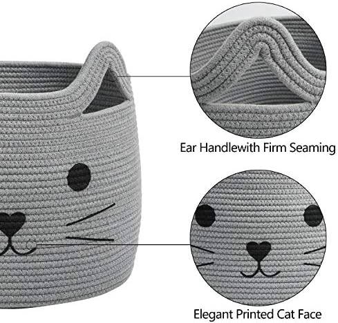 HiChen Large Woven Cotton Rope Storage Basket for Baby and Pets