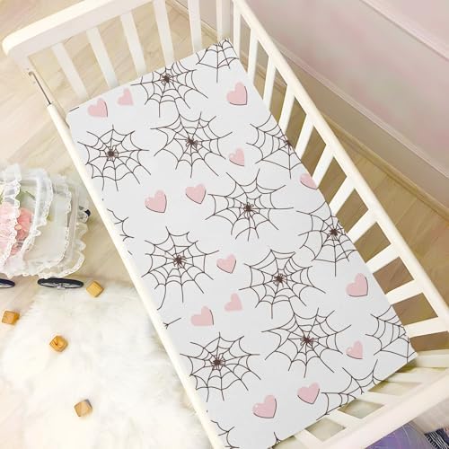 Wassud Spider Crib Sheets Breathable Pack and Play Sheets