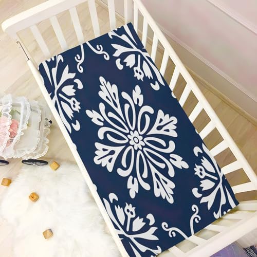 Wassud Blue Tile Pattern Crib Sheets for Boys and Girls