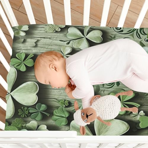 Wassud Four-Leaf Clover Crib Sheets for Boys Girls